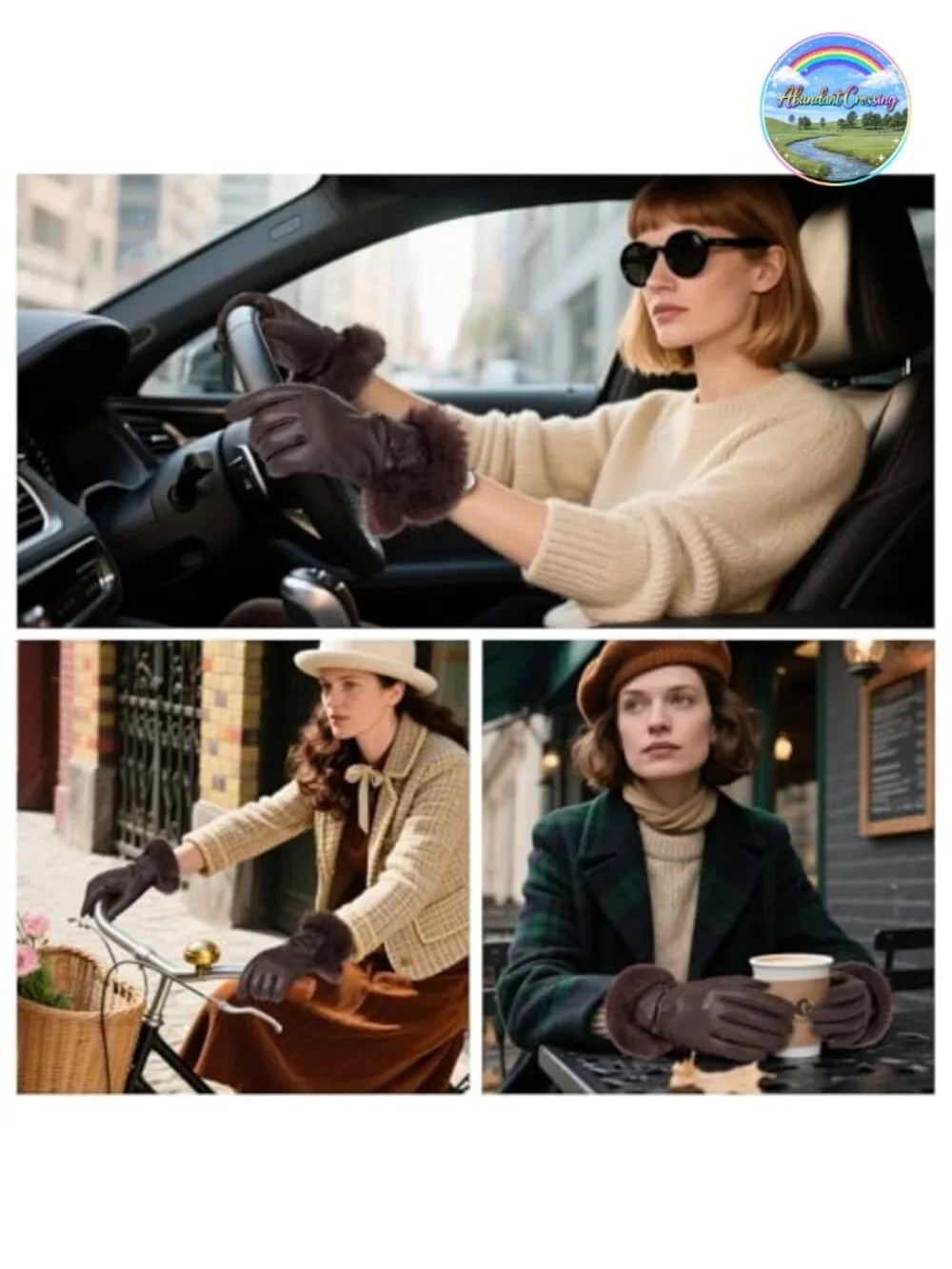 Women's Sheepskin Leather Gloves with Touchscreen 5-Finger Smart Tech